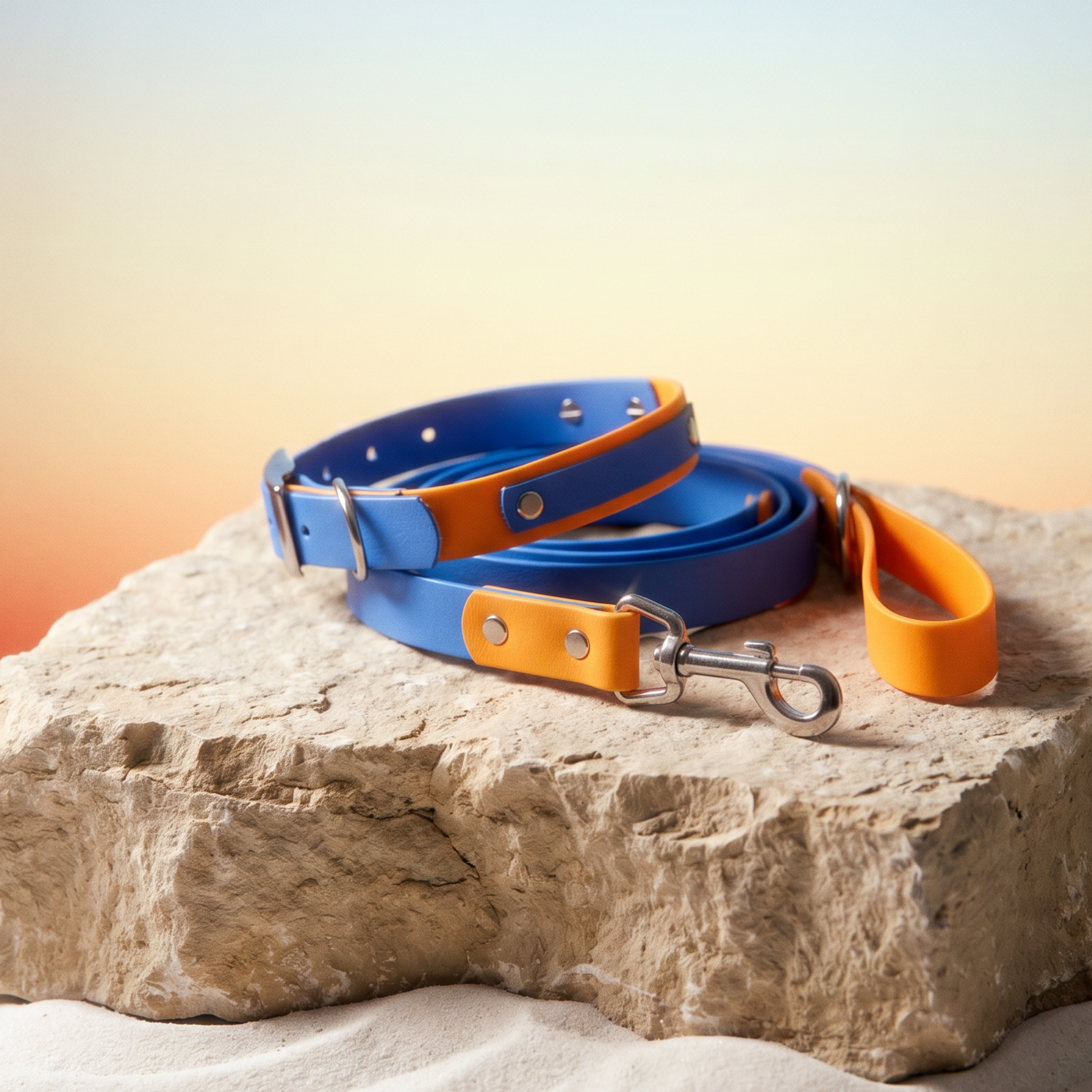 Cyan and Pastel Orange Collar